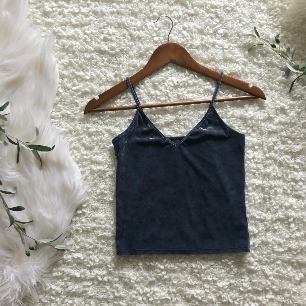 American Eagle XS Blue-Gray Velvet Crop Cami